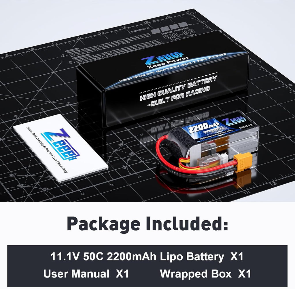 Zeee 3S Shorty Pack Lipo Battery 2200mAh 11.1V 50C Battery with XT60 Plug for RC Car Truck Vehicles RC Boat RC Drone Airplane Quadcopter Helicopter FPV RC Hobby Models