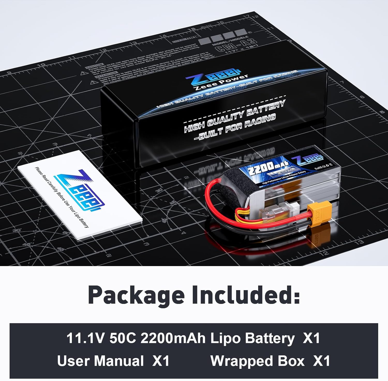 Zeee 3S Shorty Pack Lipo Battery 2200mAh 11.1V 50C Battery with XT60 Plug for RC Car Truck Vehicles RC Boat RC Drone Airplane Quadcopter Helicopter FPV RC Hobby Models