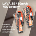 BETAFPV 2pcs Lava 450mAh 2S 7.6V LiHV 75C FPV Lipo Battery with XT30 Connector, Rechargable Lipo Battery, for 2S FPV Racing Whoop Drone Quadcopters Like Meteor85, Pavo Pico 2S Brushless Drones