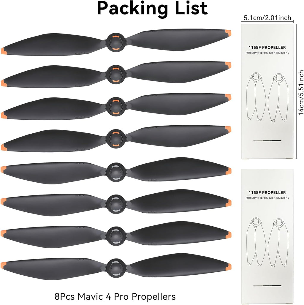 Mavic 4 Pro Propellers Blades - 8Pcs Props Quick Replacement Spare Part Low Noise Wings for DJI Mavic 4 Pro Drone Accessories