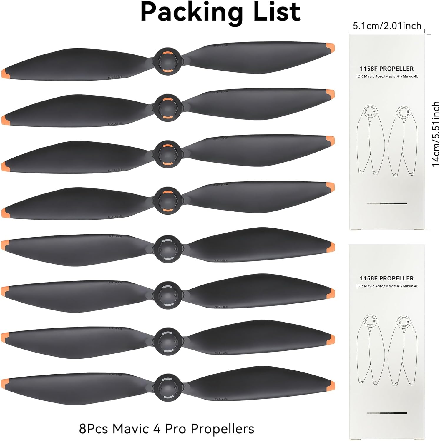 Mavic 4 Pro Propellers Blades - 8Pcs Props Quick Replacement Spare Part Low Noise Wings for DJI Mavic 4 Pro Drone Accessories