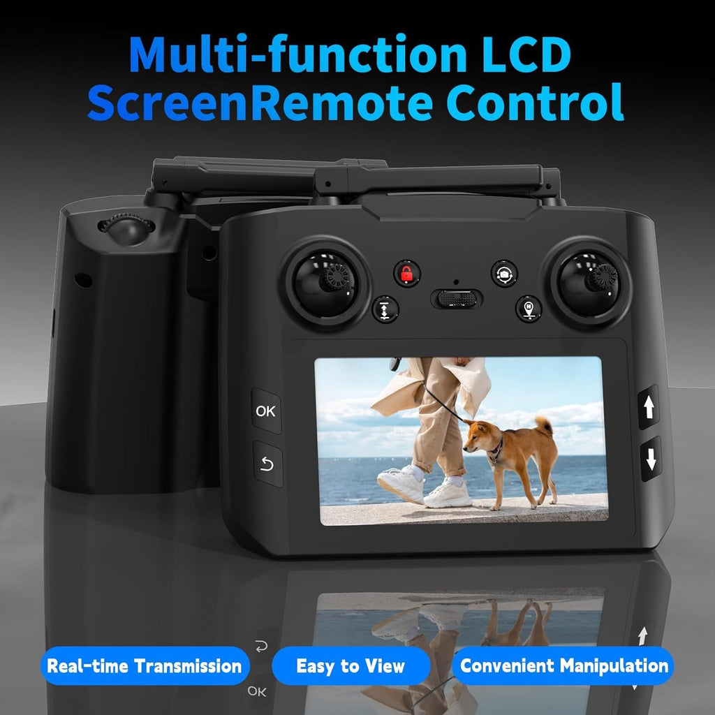 Drones with Camera for Adults 4K, GPS Drone with 4.5¡± LCD Screen Controller Follow Me Auto Return 5G Long Range Transmission Foldable FPV Drone for Beginners Under 249g