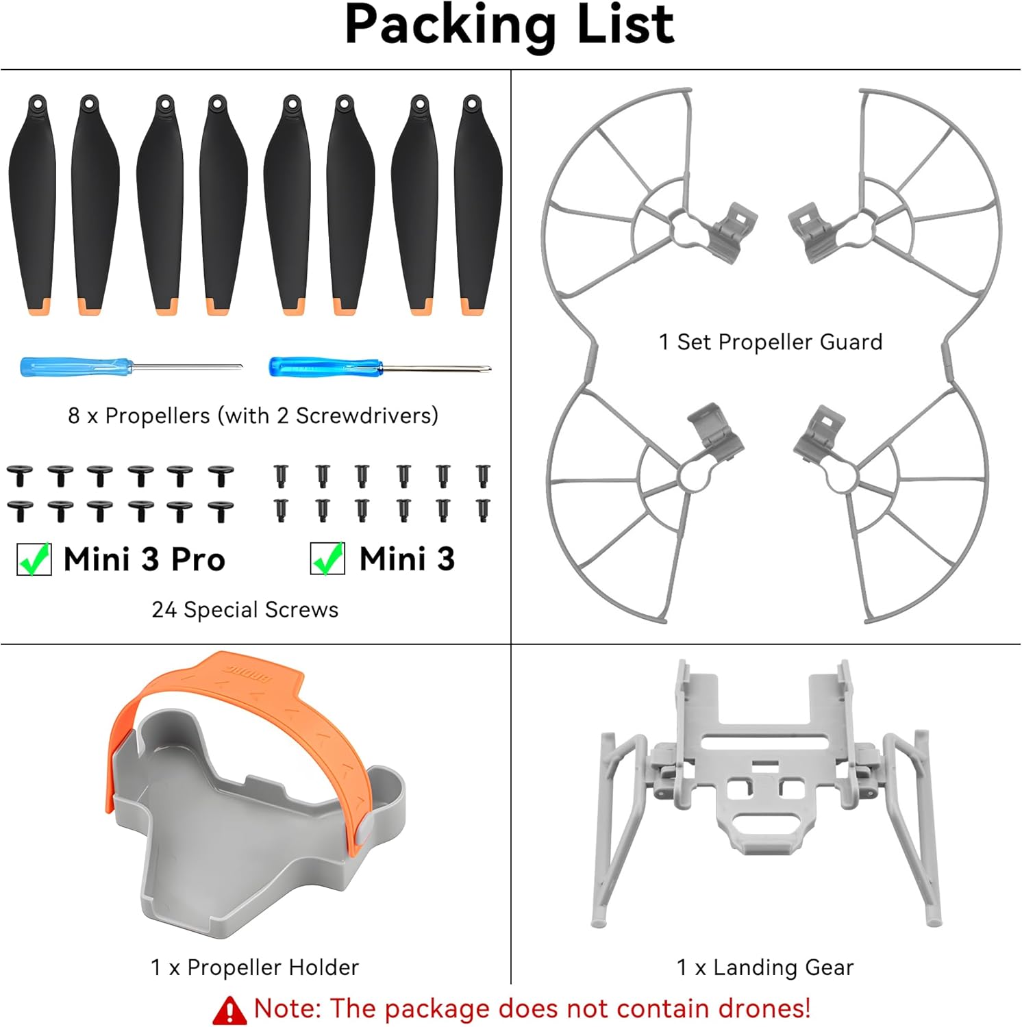 Mini 3 Pro Propeller Guard - 4 Pcs with Blades Landing Gear Foldable Extension Legs Propellers Holder Lens Cover Gimbal Protector for DJI Mini 3 Pro/Mini 3 Drone Accessories Set