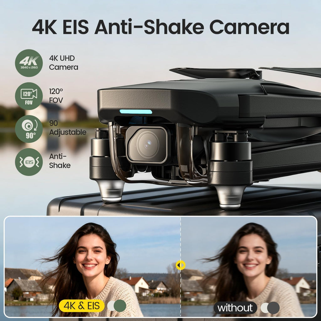 Holy Stone HS175G GPS Drone With 4K EIS Camera For Adults, 249g Foldable RC Quadcopter With Auto Return, Follow Me, 60 Mins Flight Time, Battery Fast Charge, Headless Mode, Upgraded HS175D