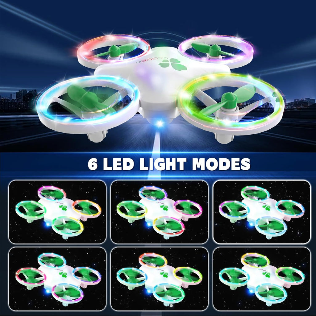Clover Drone for Kids ¨C Beginner-Friendly LED Quadcopter with Dual Modular Batteries, Easy to Fly, Altitude Hold, One-Key Takeoff, 360 Flips ¨C Gift for Boys & Girls Age 6+