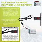 sea jump 2PCS 3.7V 800mAh 25C Lipo Battery with Molex Plug and USB Charging Cable Compatible with WLtoys SYMA Most Drone, Quadcopters, Aerial Drones, Gliders, Robot Batteries
