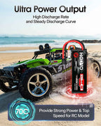 HOOVO 7.4V 70C 6200mAh 2S Lipo Battery Hard Case with Tracxas Plug for RC Car RC Helicopter RC Truck RC Truggy Airplane Quadcopter UAV Drone FPV (2 Packs