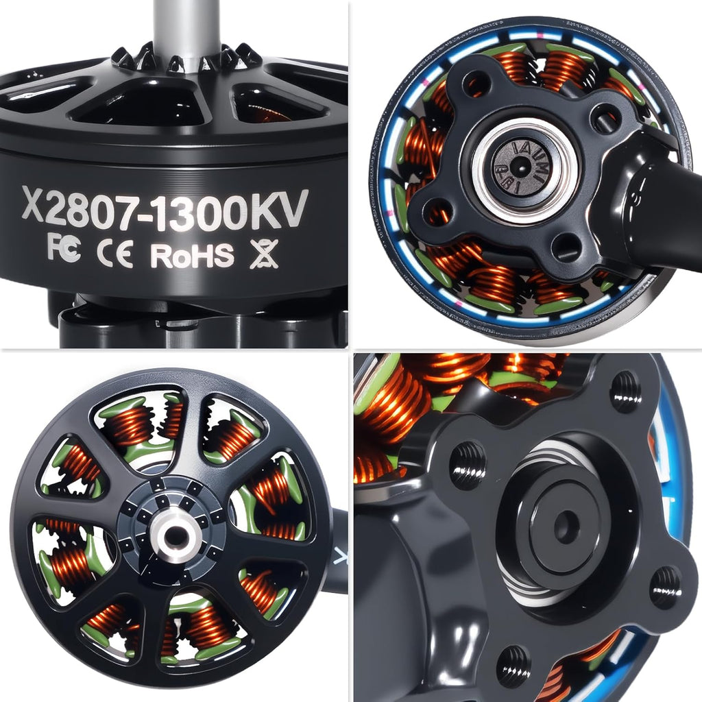 DYS 4pcs X2807 1300KV 1700KV FPV Brushless Motor,6S Drone Motor for 7,8Inch FPV Drone Frame Racing Quadcopter Motor Multirotor Drone Motors (X2807 1300KV 4PCS)