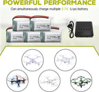 Fytoo 5PCS 3.7V 400mAh Lithium Battery with 5 in 1 Charger for SYMA Q11 H99W H31 H6C H98 AT-96 TR-C385 TR-P51 TR-F22 Quadcopter Spare Parts Aircraft Model Drone Battery (Black)