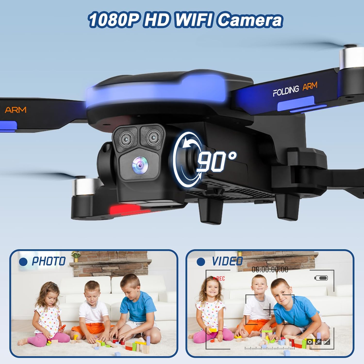 Drone with Camera for Kids, 1080P HD FPV Foldable Drones for Beginners, Brushless Motor Drone with Carrying Case, Long Flight Time, One Key Take Off/Land, Altitude Hold, 360¡ã Flip, Obstacle Avoidance