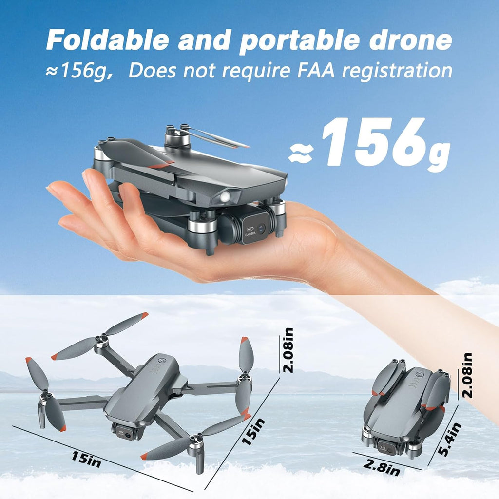 FPV Drone with Camera 1080P HD - Foldable RC Quadcopter for Adults Beginners Kids, Voice Control, Gesture Selfie, Headless Mode, 2 Batteries 30 Min Long Flight Time, Portable Travel Case, Beginner Friendly Drone
