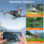Drone with Camera - Foldable Brushless Motor Drone for Adults/Kids, 1080P HD RC quadcopter. Waypoint Fly, Altitude Hold, One Key Take Off/Landing, Gesture Selfie, 3D Flip, Long Flight Time