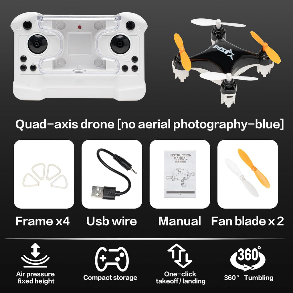 Drone Mini Remote Control Aircraft New Children's Toy Micro Aircraft Fixed Height Quadcopter Electronic Gadget (Dual Battery Version-Black)