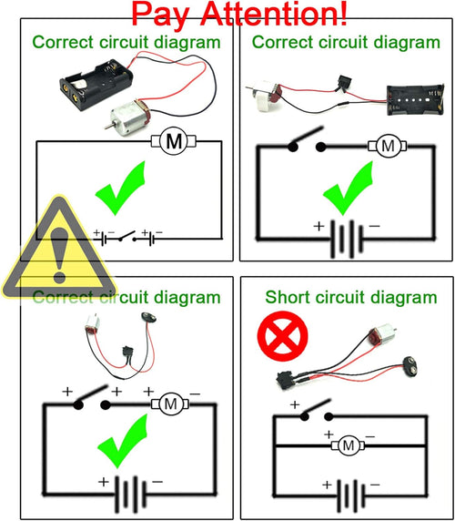 18 Set DC Motors Kit, Mini Electric Hobby Motor 3V -12V 25000 RPM Strong Magnetic with Shaft Propeller, 2 x AA Battery Holder,9V Battery Clip Connector,Plastic Wheels for DIY Science Projects