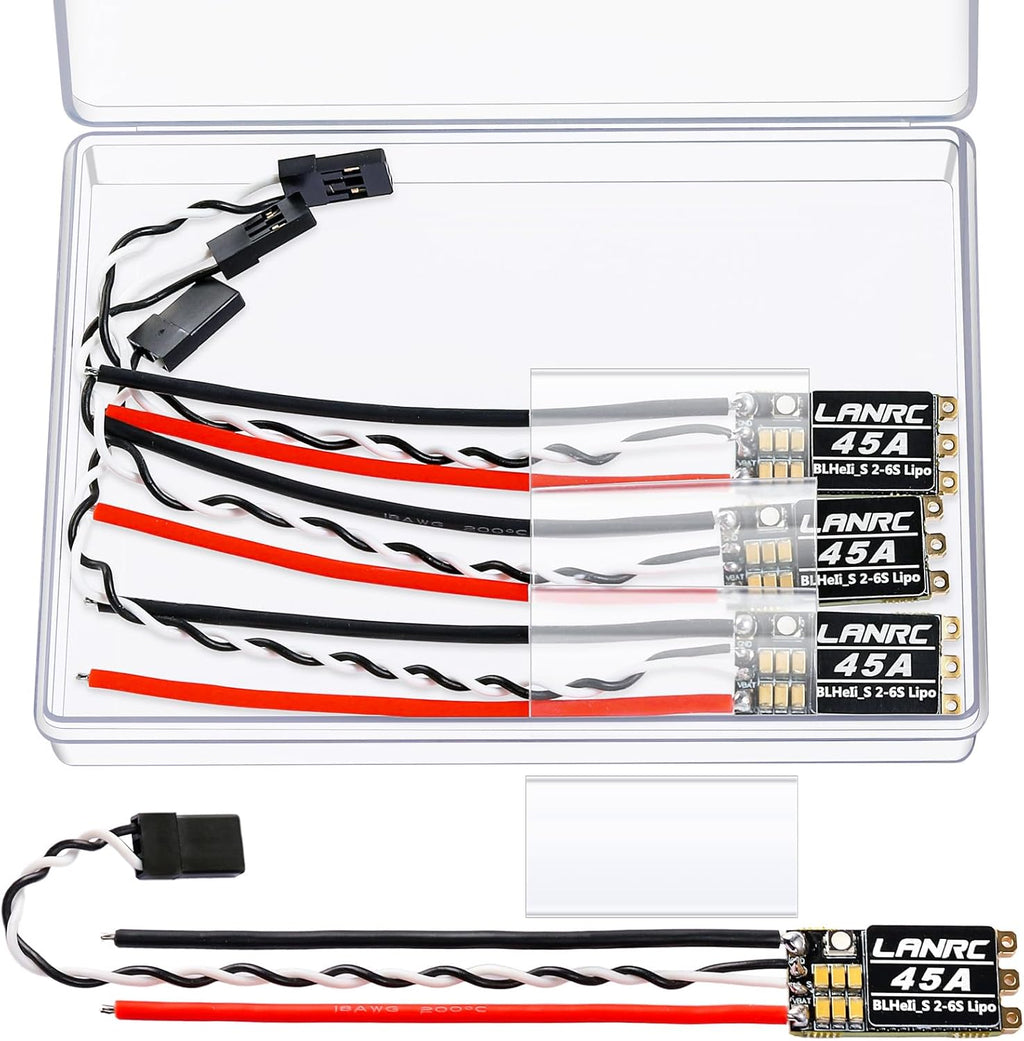 HNYYZL 4Pcs 45A ESC 2-6S Brushless ESC Lipo BLHeli_S Brushless Electronic Speed Controller 45A RGB LED Damped Light Support D-Shot 150/300/600 for RC FPV Quadcopter