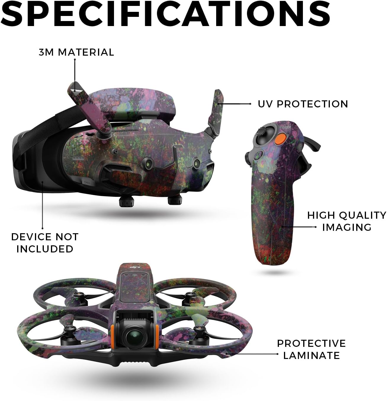 Drone Skin Compatible with DJI Avata 2 Bundle (2024) - Paint Drip - Premium 3M Vinyl Protective Wrap Decal Cover - Easy to Apply | Crafted in The USA by MightySkins
