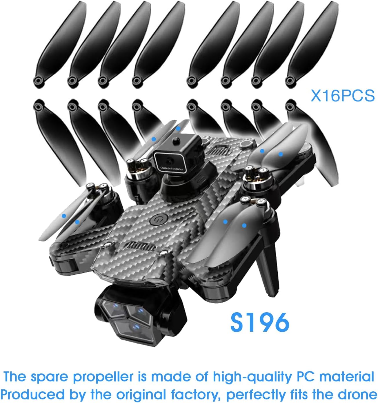 16PCS Universal 70mm/2.76In Foldable Propellers and Screws Replace Parts for S166/S166MAX/S167/S196 RC Quadcopter Blade Parts