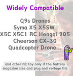 3.7V 800mAh 25C Molex/XH2.54 Plug 802540 Rechargeable LiPo Batteries,Fit for Q9S Drones Force1 UFO Syma X5 X5SW X5C X5C1 Hengqi 905 Cheerson CX-30 BEZGAR HQ053/HQ051 RC Quadcopter with 4 in 1 Charger