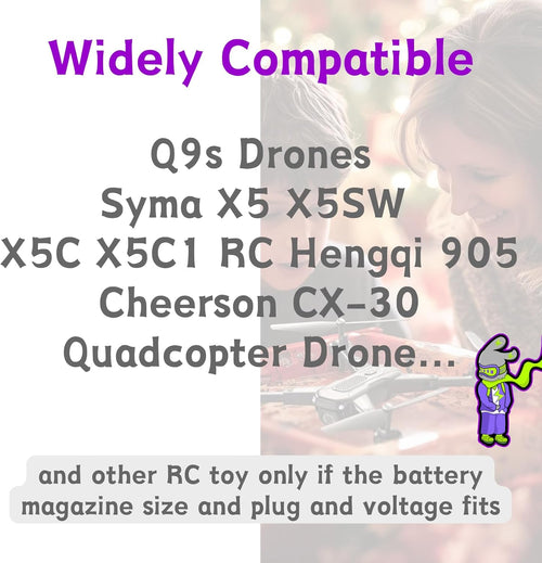 3.7V 800mAh 25C Molex/XH2.54 Plug 802540 Rechargeable LiPo Batteries,Fit for Q9S Drones Force1 UFO Syma X5 X5SW X5C X5C1 Hengqi 905 Cheerson CX-30 BEZGAR HQ053/HQ051 RC Quadcopter with 4 in 1 Charger