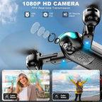 Drone with Camera, Foldable Drone for Beginners with 1080P Camera, Upgrade Altitude Hold, Circle/Rotating/Waypoint Fly, 3D Flip, One Key Start, 3 Speed Mode, 2 Batteries
