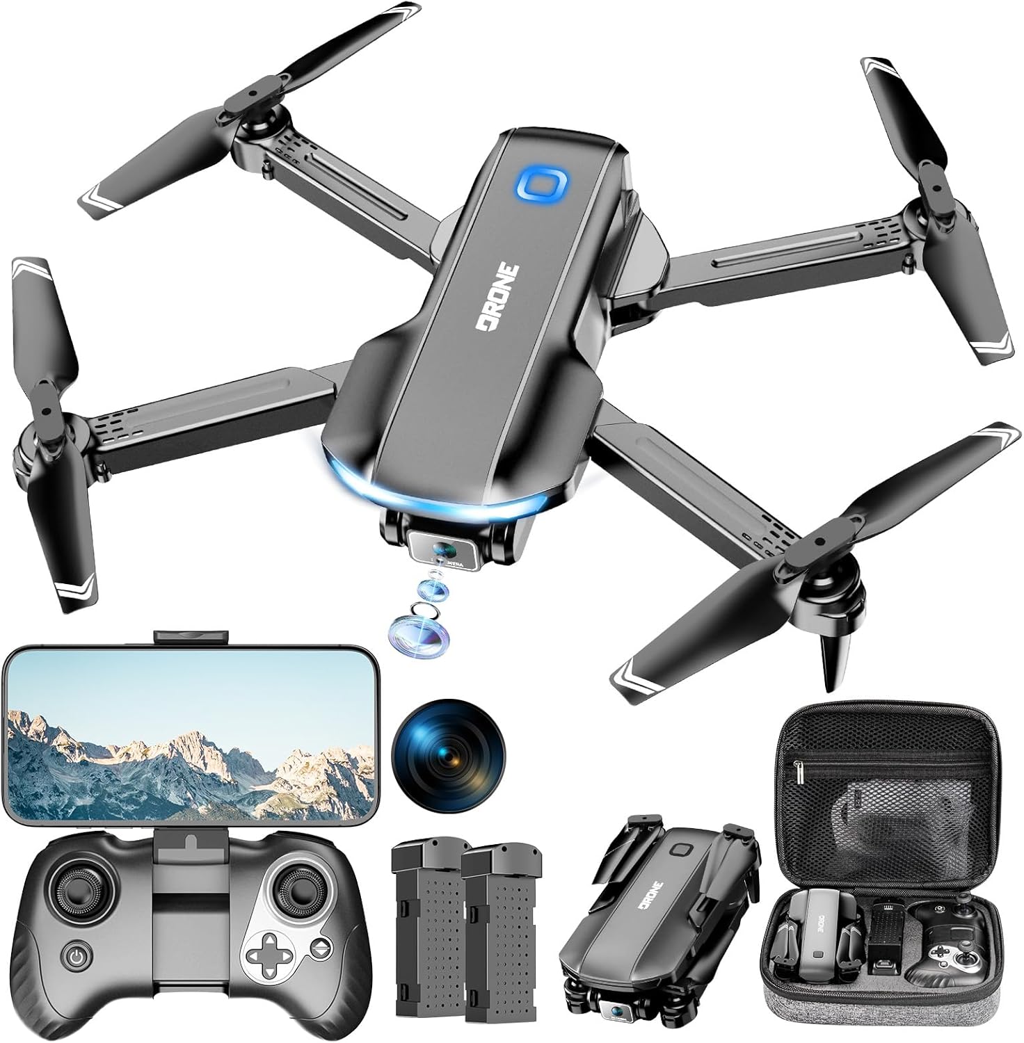 Drone with Camera 1080P HD FPV Foldable Drone for Adults and Beginners, RC Quadcopter with Gravity Control, One Key Take Off/Land, Optical Flow Positioning, 360¡ã Flip, 3 Speed Mode, Waypoint Fly Grey