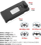 3.7V 1800mAh Li-po Batteries(3PCS) for E88 E88PRO E88MAX E525 E99 E99PRO P1 P5PRO K3 S1 P8 RC Drone