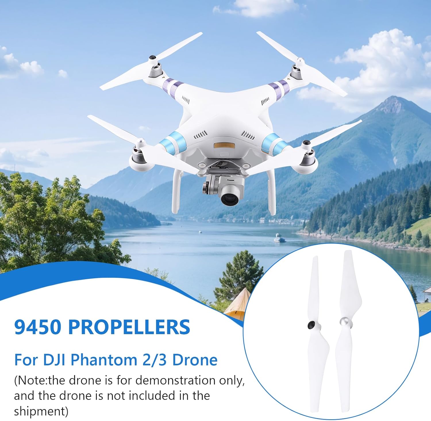 Tbest for DJI Phantom 3 Propellers,8Pcs/Set CW CCW Self Locking Propeller Quadcopter Blade 9450 Low Noise Propellers Replacement Part for 1/2/3/3PRO Standard Drone Blades,Drone Accessories
