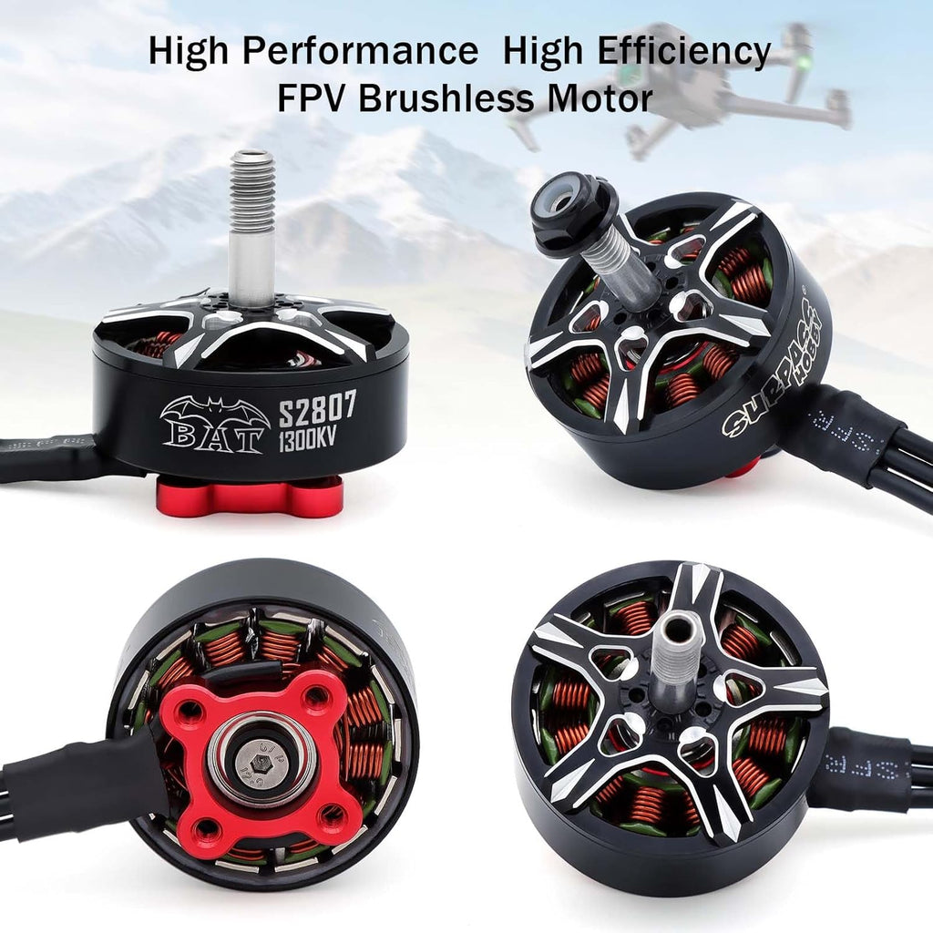 Surpass Hobby S2807 Outrunner Brushless Motor 6S 1300KV Drone Motor for 6-7inch Long Range FPV Racing Drone Freestyle FPV Drone Quadcopter (1300KV 4Pcs)