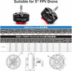 Surpass Hobby S2807 Outrunner Brushless Motor 6S 1300KV Drone Motor for 6-7inch Long Range FPV Racing Drone Freestyle FPV Drone Quadcopter (1300KV 4Pcs)