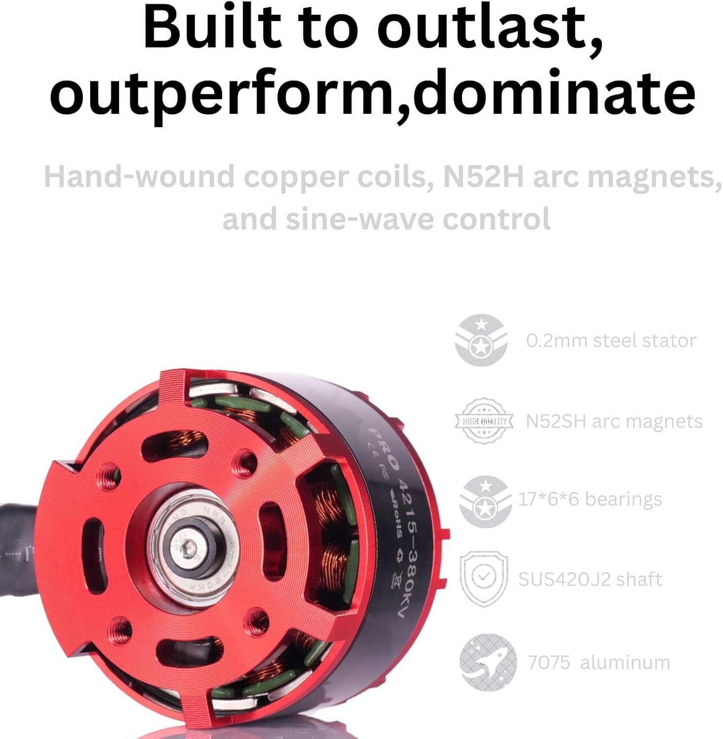 4PCS PRO 4215-380kv Brushless Motor 6-12s Quadcopter Motor for 13-15¡¯¡¯Propeller,FPV Multicopter Drone Replacement,Thrust 7.1KG(15.6 lbs) for Drone Long Range RC Plane,Airplane,Hexcopters,Octocopters