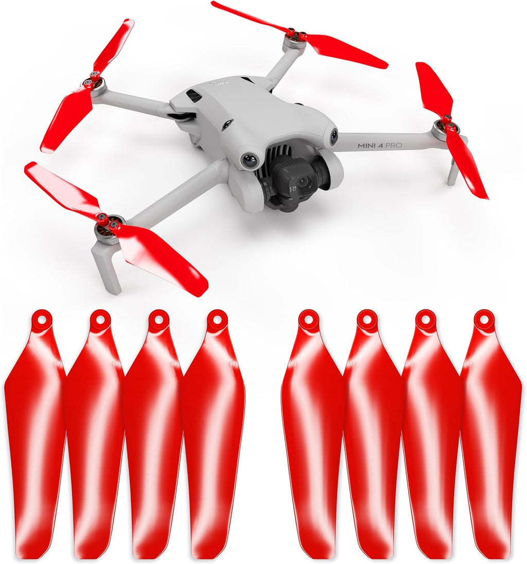 Master Airscrew Super Stealth Propellers for DJI Mini 4 Pro & Mini 3 Pro - Red, 4 propellers in Set