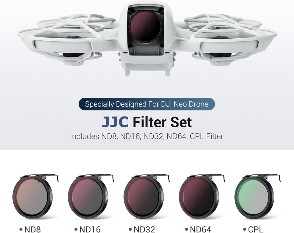 JJC ND Filter Kit for DJI NEO Drone, Multi-Coated 5-Pack (ND8 ND16 ND32 ND64 CPL) Filter with Ultra Lightweight Aluminum Frame