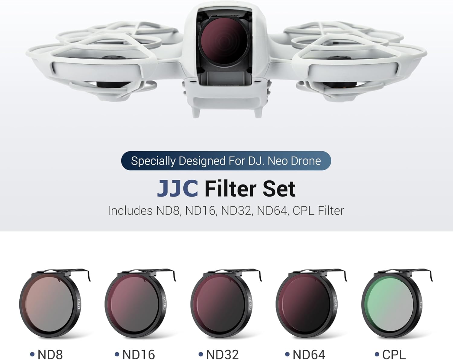 JJC ND Filter Kit for DJI NEO Drone, Multi-Coated 5-Pack (ND8 ND16 ND32 ND64 CPL) Filter with Ultra Lightweight Aluminum Frame
