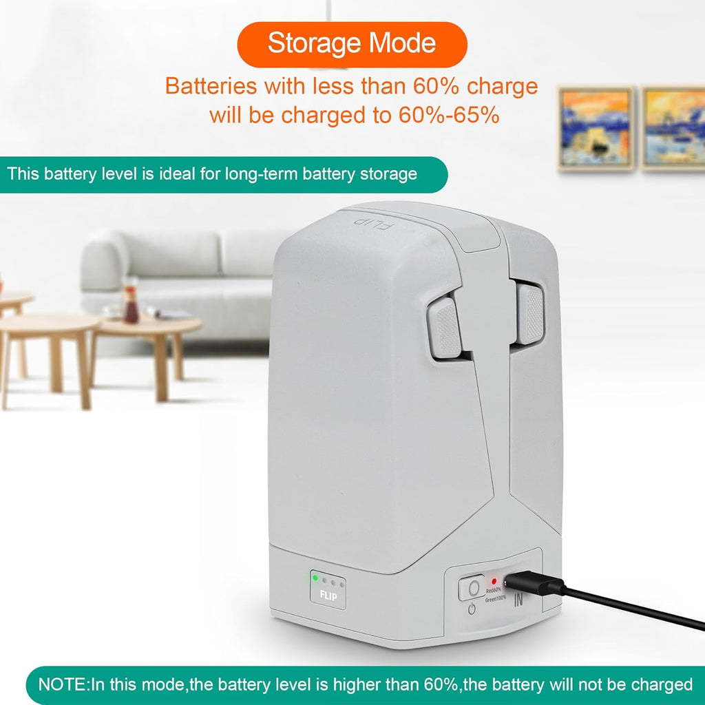 45W Dual Battery Charger with Storage Charge for DJI Flip Drone,Two-Way Charging Hub,Charge 2 Batteries Accessories