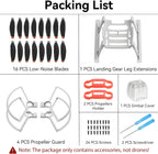Mini 4K/Mini 2 SE/Mini SE Propellers: with Propeller Guard Landing Gear Leg Extension Propellers Holder Gimbal Cover Total 24 Pcs for DJI Mini 2 Series Drone Accessories Set