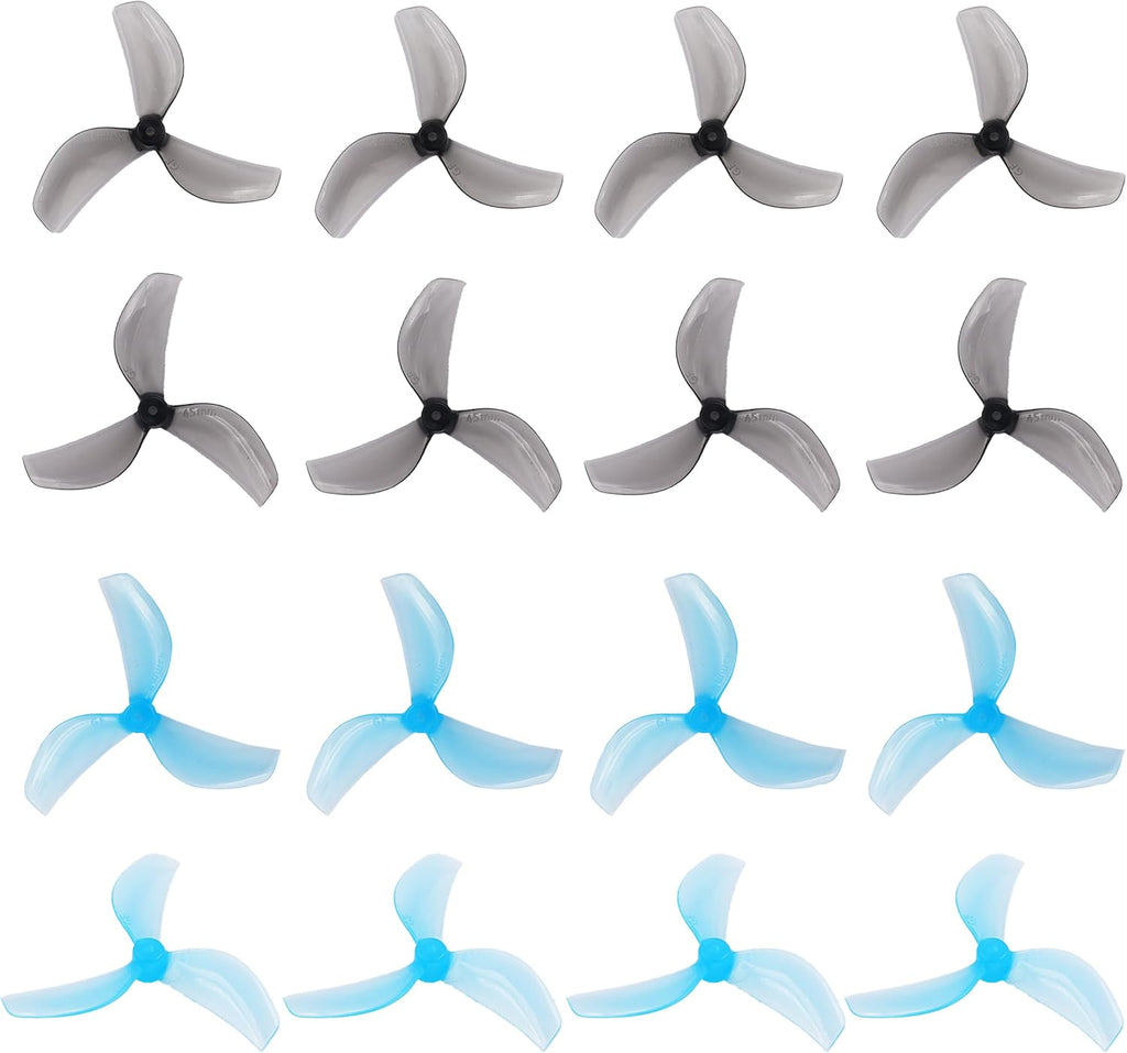 RC Propeller Gemfan 45mm 3-Blade Propeller Props with 1.5mm Shaft Hole for RC FPV Whoop Drone Freestyle Quadcopter 8CW 8CCW(Grey+Blue)