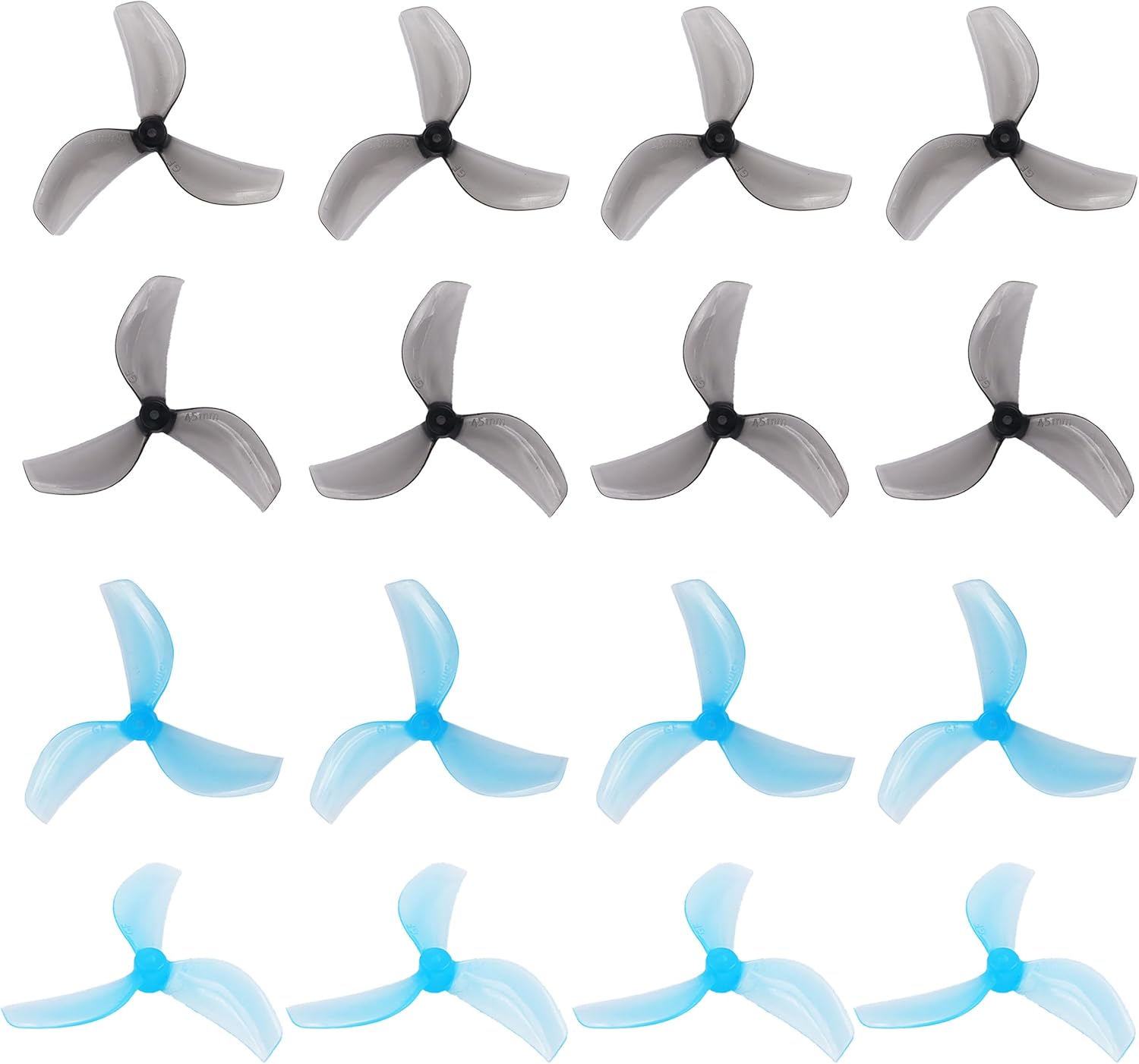 RC Propeller Gemfan 45mm 3-Blade Propeller Props with 1.5mm Shaft Hole for RC FPV Whoop Drone Freestyle Quadcopter 8CW 8CCW(Grey+Blue)