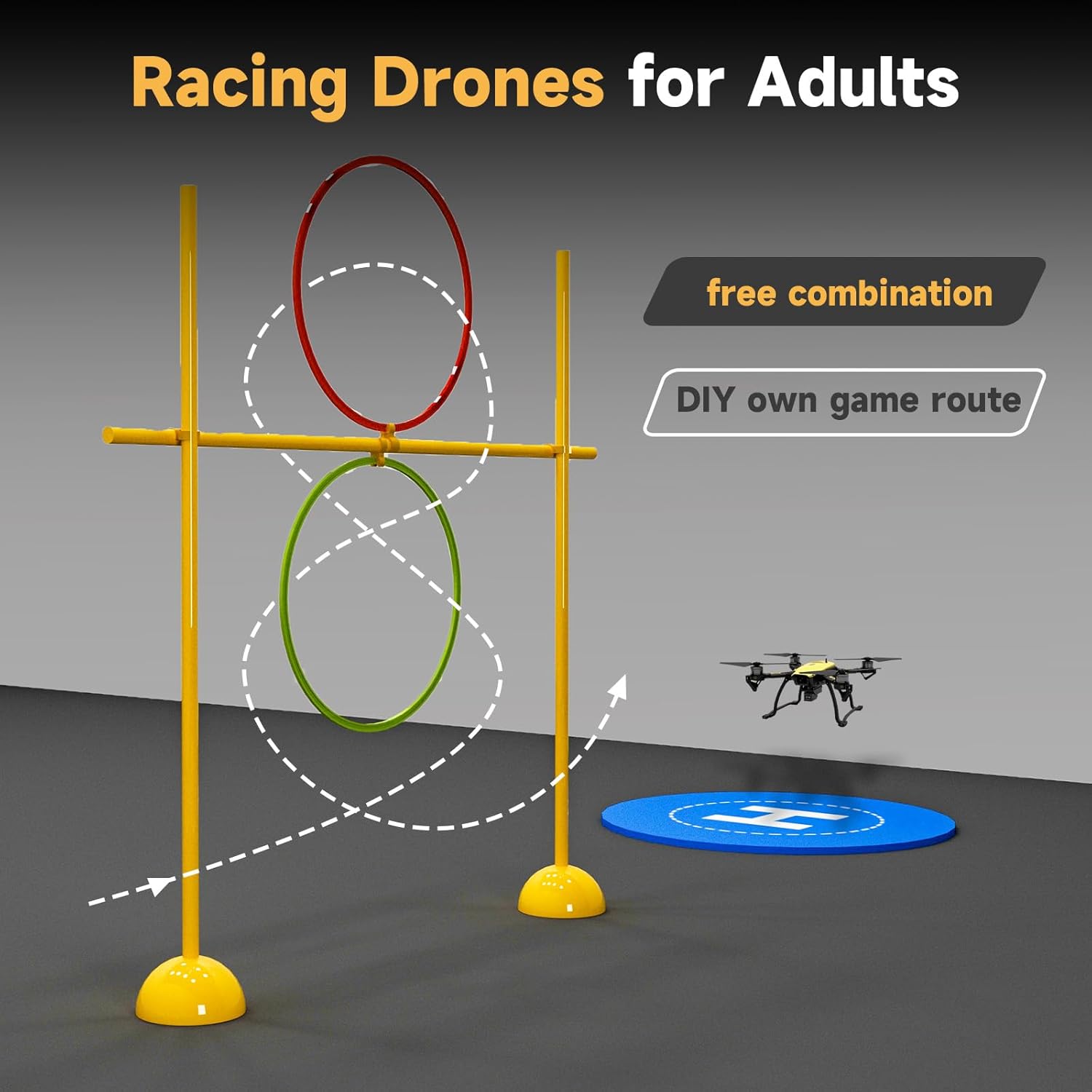Drone Obstacle Course, DIY Drone Building Kit - Indoor or Outdoor Practice Equipment for RC FPV Racing Drones - Portable Game Loop Gate System for Competitions