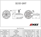 ECO II 2807 Brushless Motor 1300KV 3-6S RC Motor for RC FPV Racing Multicopter RC Drone Quadcopter Spare Parts RC Parts, rc Plane Motor Drone Motor 4PCS