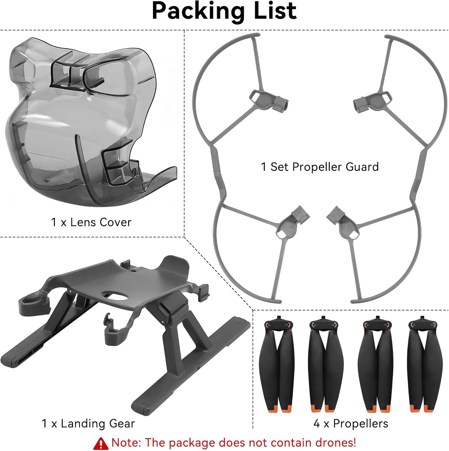 Mini 5 Pro Propeller Guard - 4 Pcs Accessories Set with Blades Landing Gear Foldable Extension Legs Lens Cover Gimbal Protector for DJI Mini 5 Pro Drone