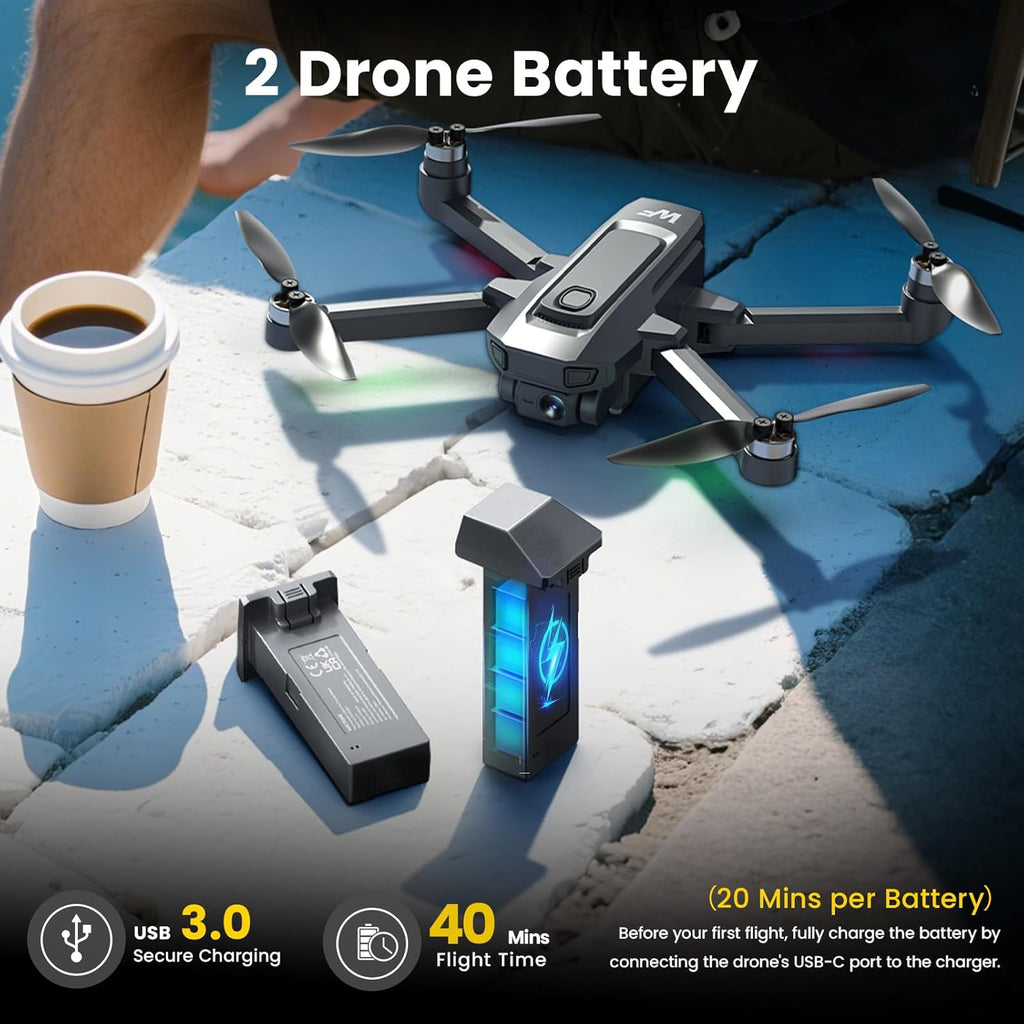 WeFone Intelligent Modular Drone Battery for WF33 and WF30 Drone, 20-Minute Flight Time, 4K Camera Support, High-Capacity Rechargeable LiPo Battery Pack