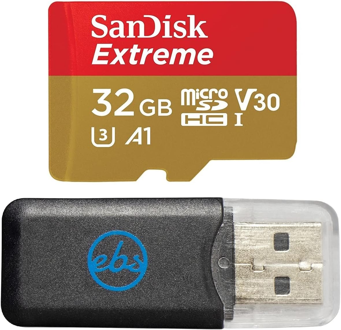 SanDisk Extreme U3 V30 A1 32GB microSDHC DJI Drones Works with Avata and Goggles 2 (SDSQXAF-032G-GN6MN) Class 10 Bundle with 1 Everything But Stromboli Micro SD Card Reader
