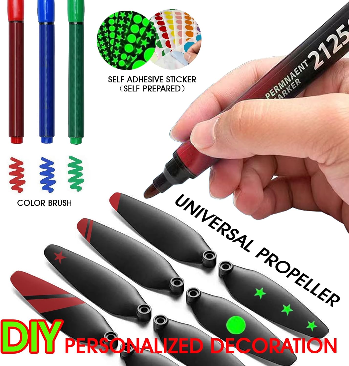 Universal 70mm/2.76In Drone Propellers for S159, S166, S167, S197, V168 Models - Replacement Drone Accessories with Stable and Low-Noise Operation, Easy Installation and Removal,16-Pack (Black)