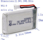 Blomiky 2 Pack 3.7V 1S 1200mAh Li-PO MX2.0 Plug 25C Batteries and 2 Cables Suitable for Syma X5SW X5SC RC Quadcopter Helicopter Drone / 3.7V 1200mAh MX2.0 * 2