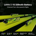 BETAFPV 5pcs Lava II 1S 320mAh Battery 3.8V 95C LiHV Battery with BT2.0 Connector Compatible with 1S Tiny Whoop Drone Quadcopter Like Cetus FPV Kit, Air65, Meteor65 Pro 1S Brushless Drones