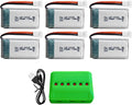sea jump 6PCS 3.7V Lipo Battery 420mAh 25C with 6in1 Charger Molex Plug Compatible with Most RC Drone Quadcopters, Aerial Drones, Gliders, Robot Batteries