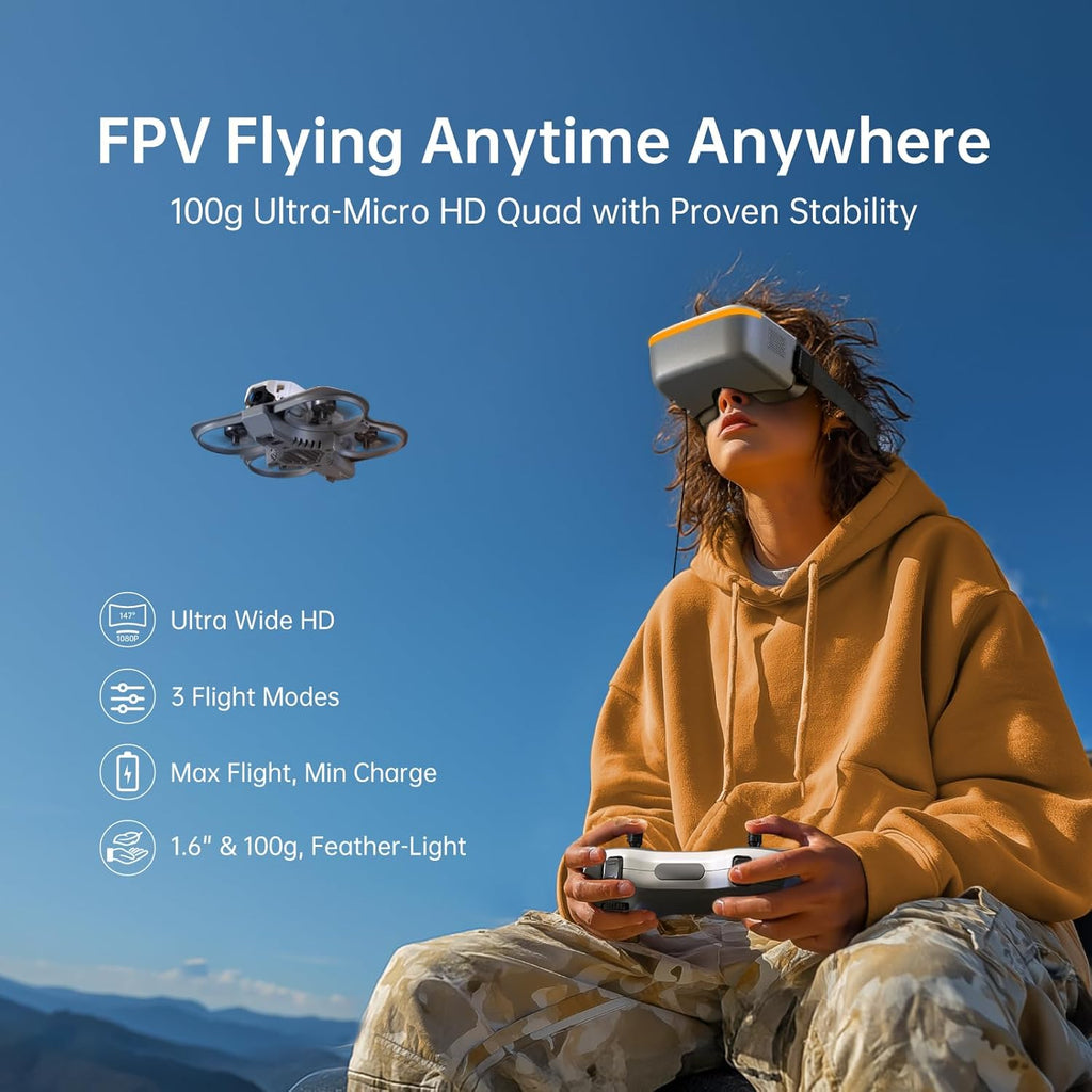 CADDXFPV Protos FPV Drone RTF Kit, Built-in Walksnail 6g VTX, 1080p/60fps HD Digital Video Transmission, 4.5 FPV Goggles Screen, 3-in-1 Charging Hub for 3 Batteries, Supports 3 Flight Modes, Perfect FPV Gift for Beginners & Freestyle Racing