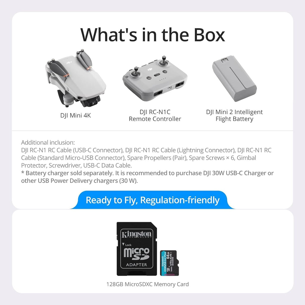 DJI Mini 4K Drone with 4K UHD Camera with 64GB MicroSDXC Memory Card Bundle