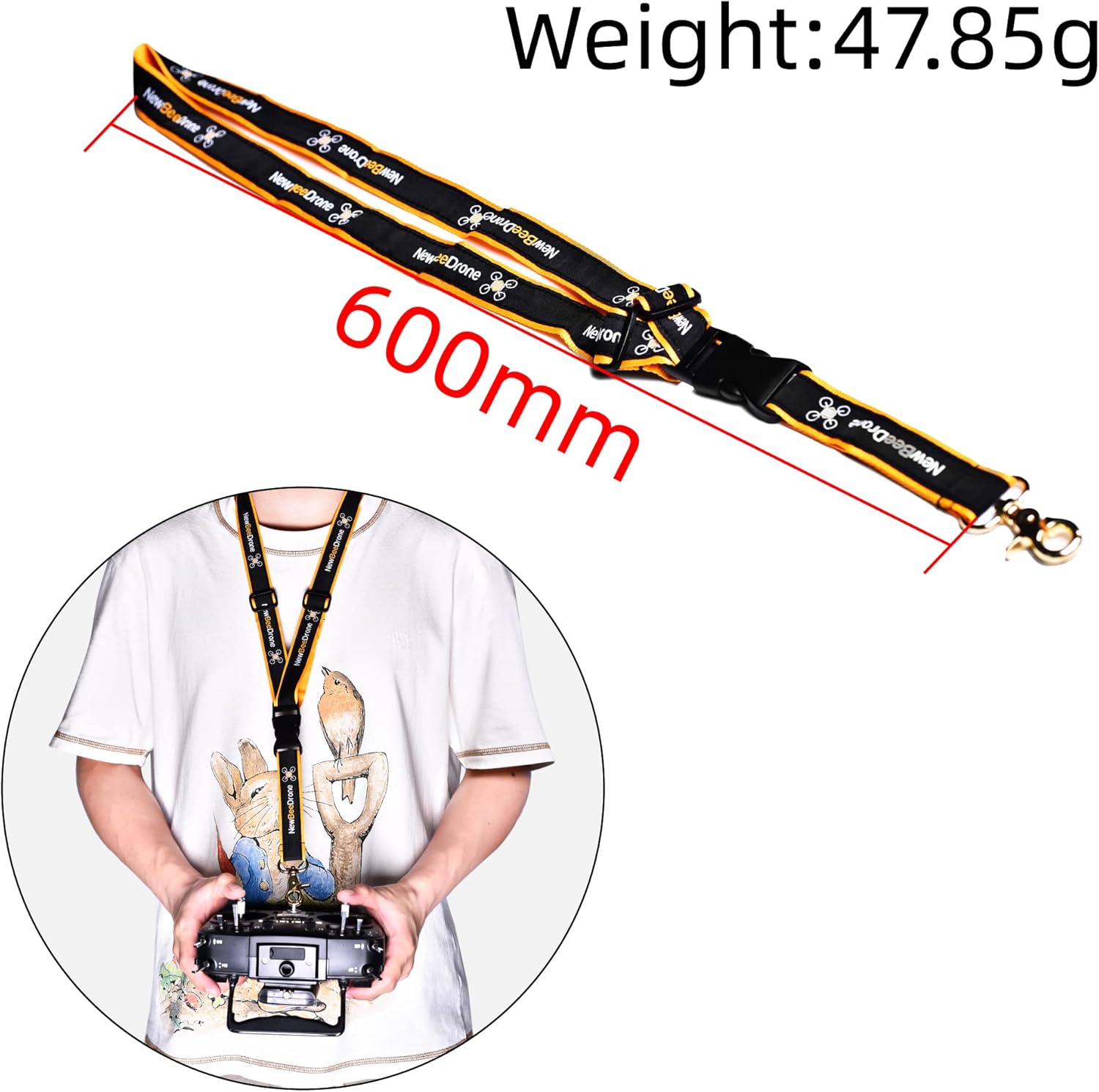 SPEEDY BEE NewBeeDrone FPV Lanyard Strap - Drone Radio Transmitter Adjustable and Detachable Neck Strap for All Types of FPV RC Radio Transmitter for DJI FPV Remote Controller