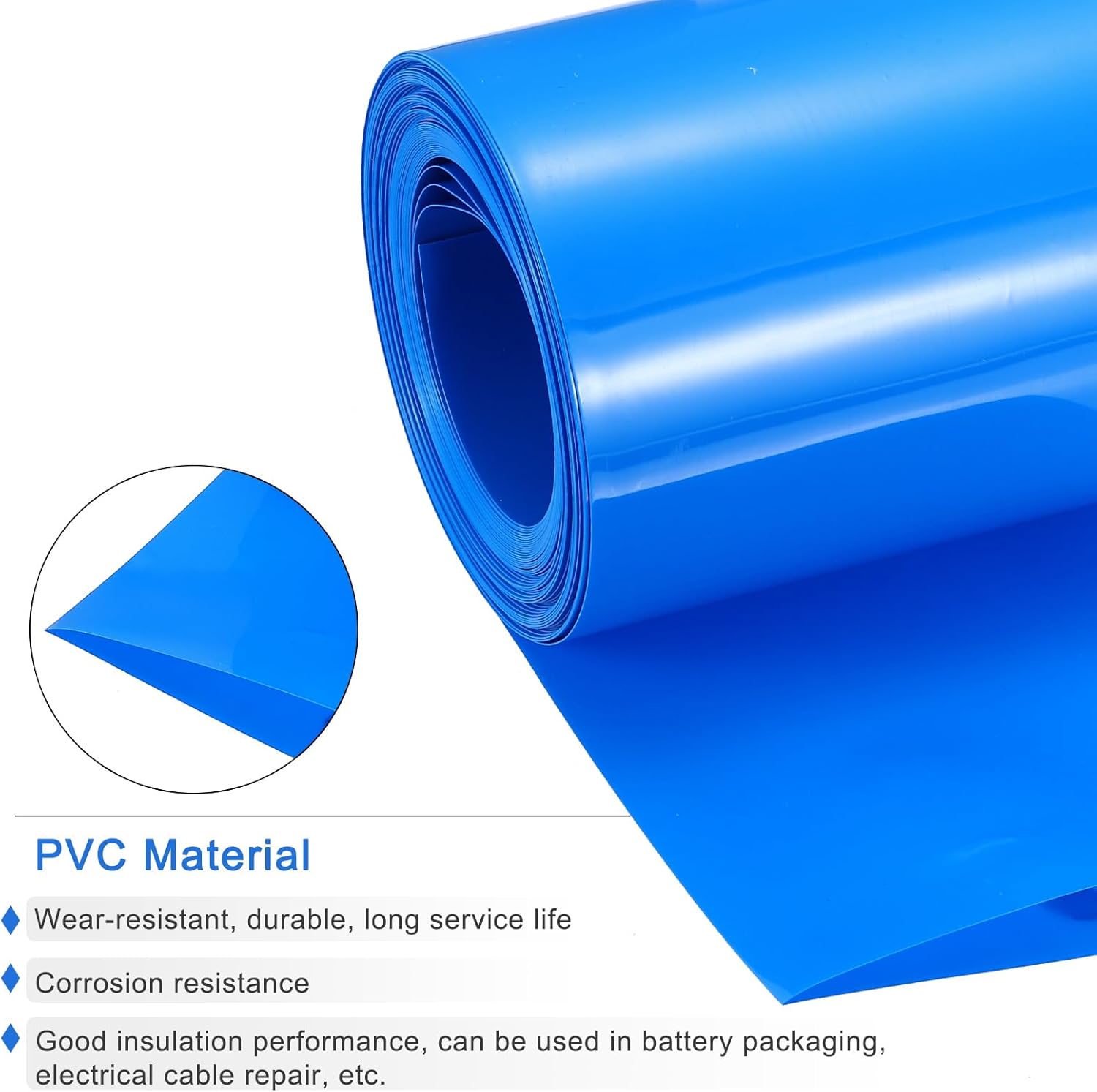 MECCANIXITY Battery Wrap PVC Heat Shrink Tubing 55mm Dia 85mm Flat 33 Feet(10meters) Blue Good Insulation for Battery Pack